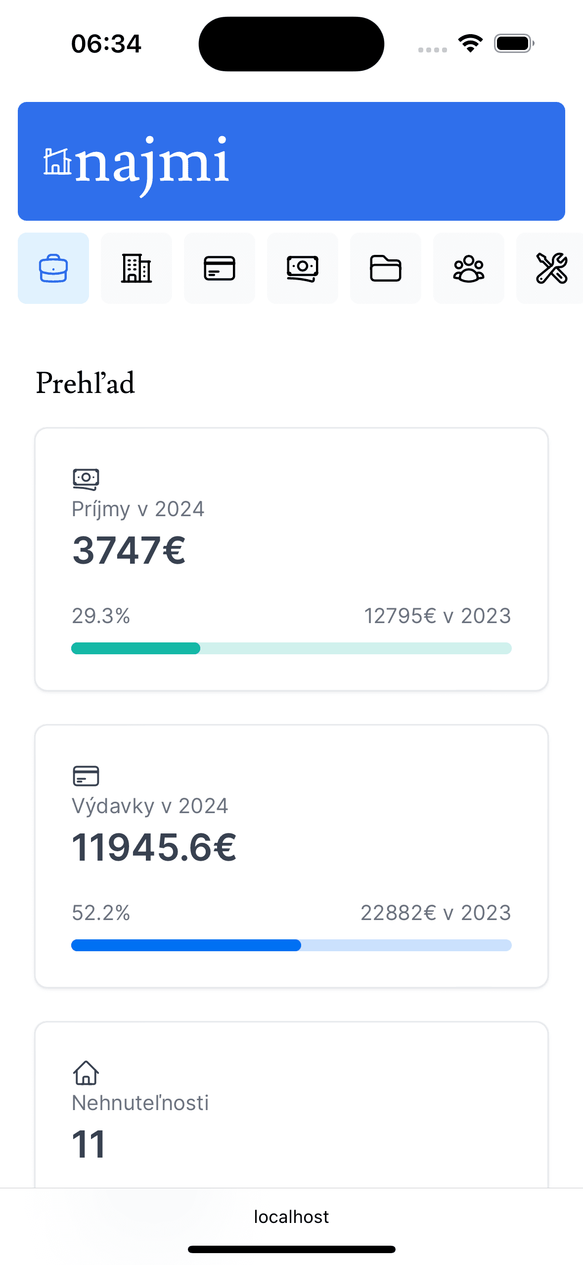 Screenshot of the dashboard project showing mobile version